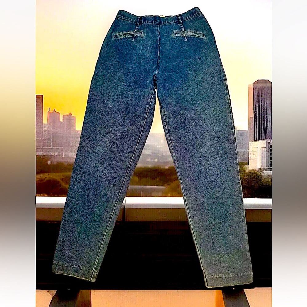 🪁WESTPORT🪁 VTG SIDE-ZIP TAPERED STRETCH SMOOTH BUTT FAUX-FRONT POCKET JEANS☀️